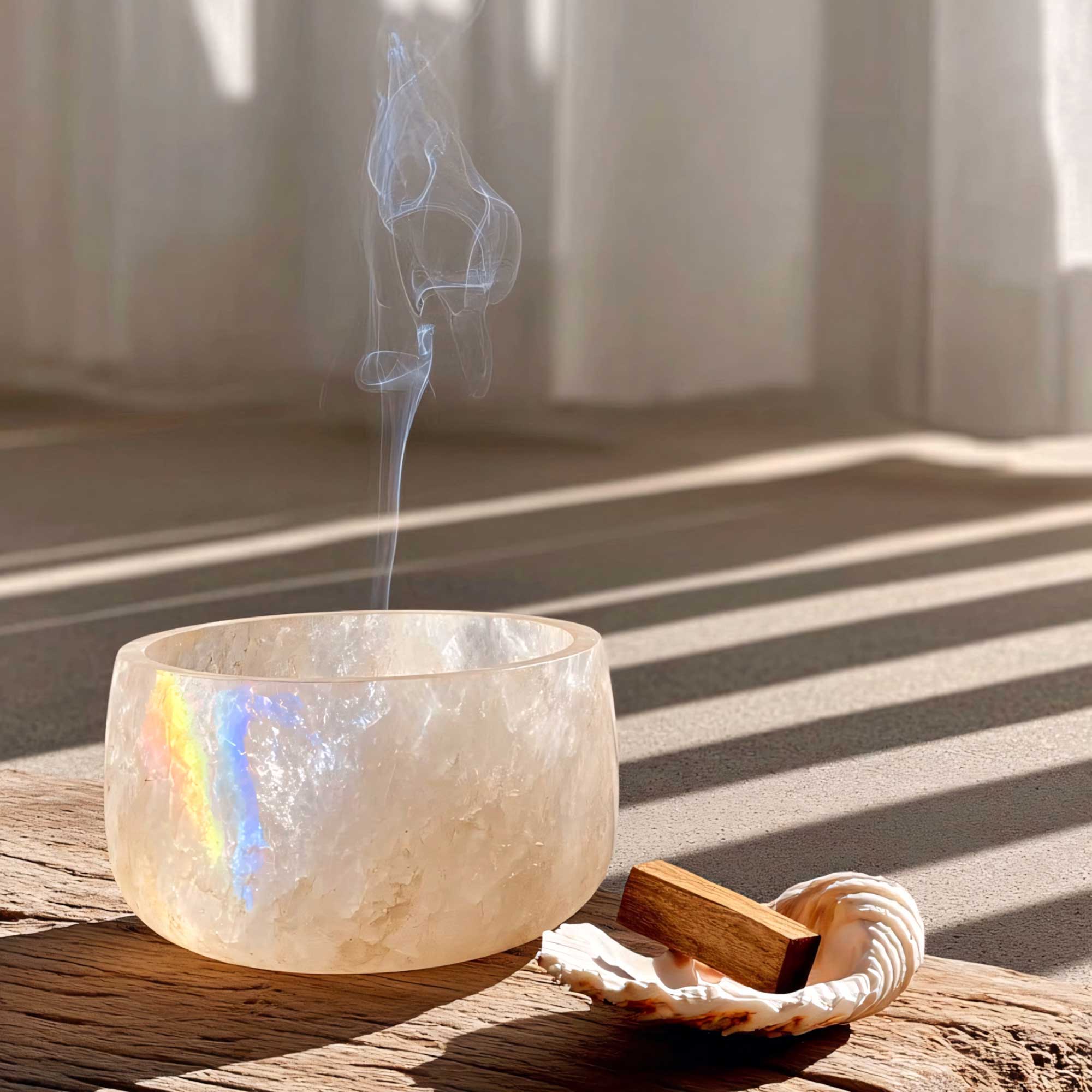 kristallschale mit palo santo holz
