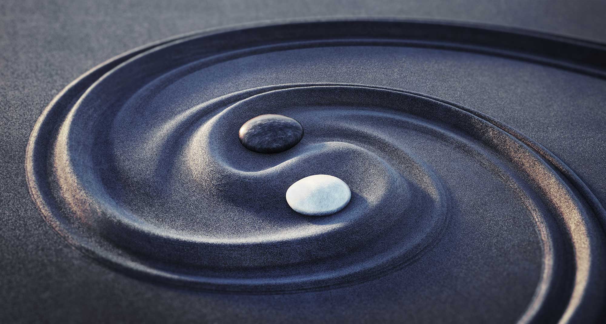 Fragen & Antworten - Yin und Yang in Sand gemalt